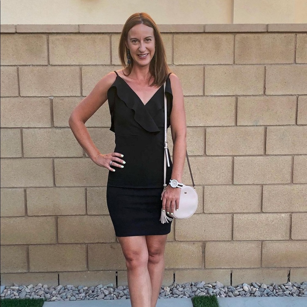 Free Press Black Ruffle Bodycon dress- XS